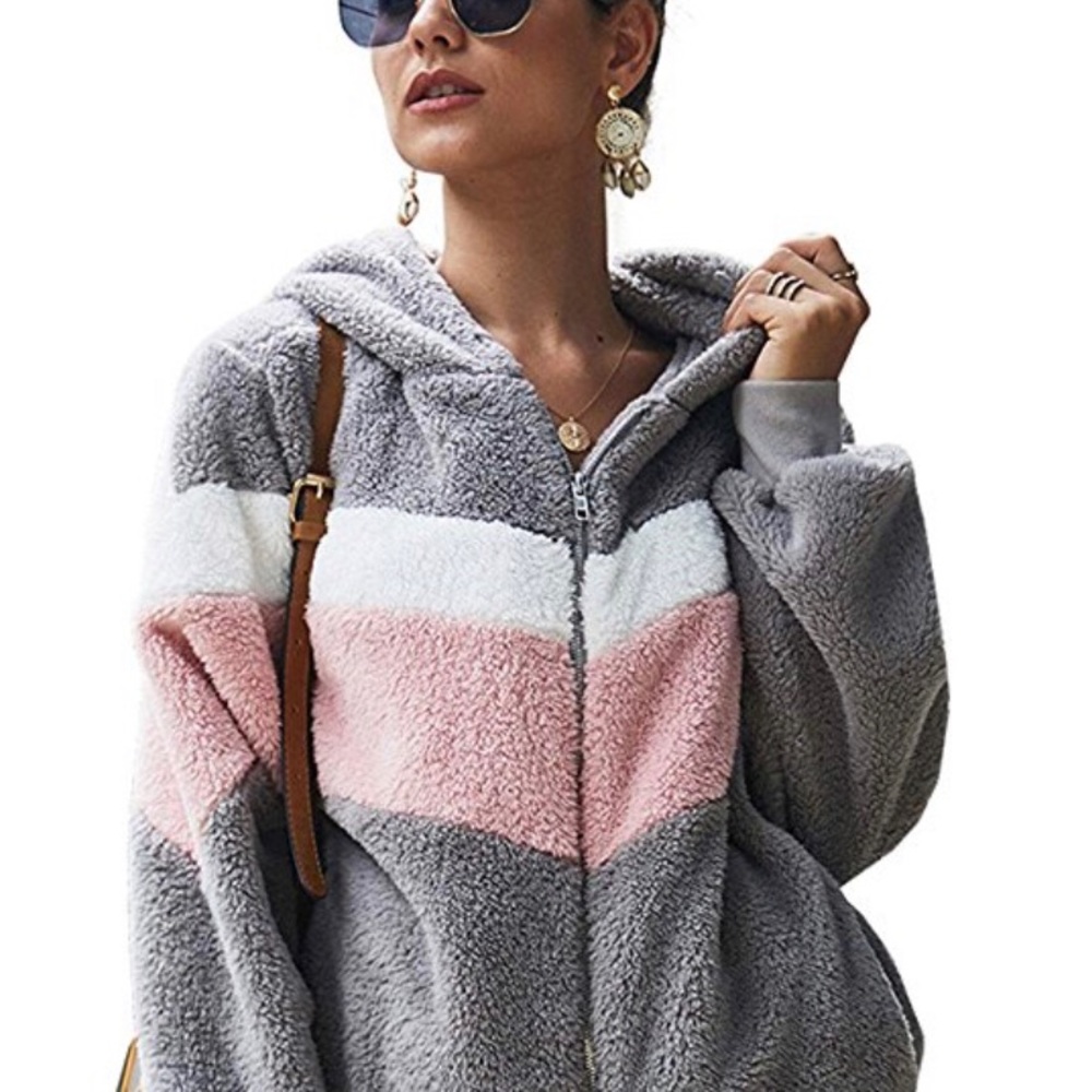 Full zipper Sherpa sweater